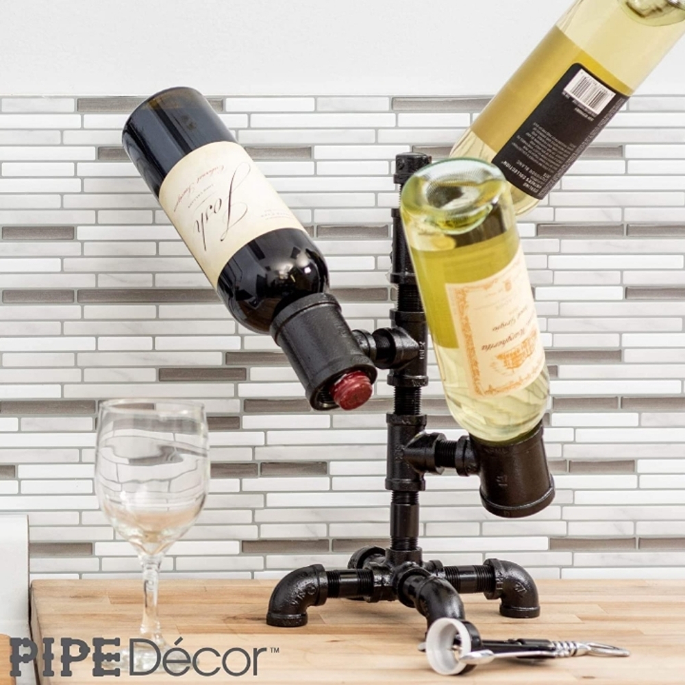 3-Bottle Pipe Wine Holder